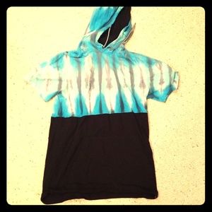 Half tie dye short sleeve sweatshirt